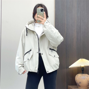 冲锋衣羽绒服 宽松工装 惠衣阁秋冬女连帽羽绒服短款 羽绒外套韩版