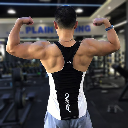 工字背心肌肉健身男拼色棉质
