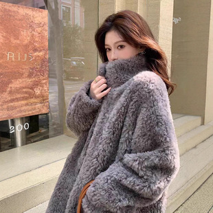 皮草大衣 羊羔毛外套女冬加厚保暖羊剪绒皮毛一体中长款 凛冬至岛