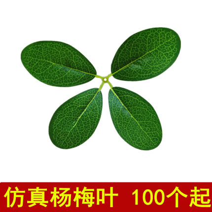 仿真绿色水果装饰小绿叶托盘圣女水果杨梅琵琶水果店礼盒叶子四叶