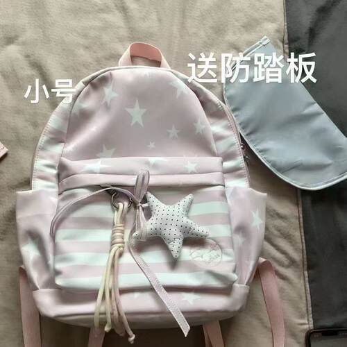 复古星星条纹双肩包初高中学生书包休闲大容量轻便百塔通勤背包