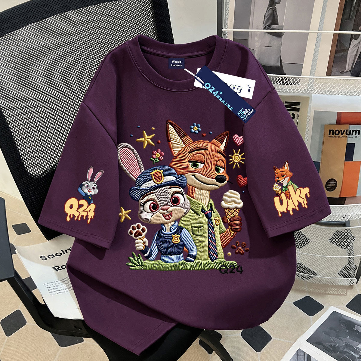 2026夏季潮流疯狂动物城印花女童纯棉短袖t恤初中生韩版时髦上衣