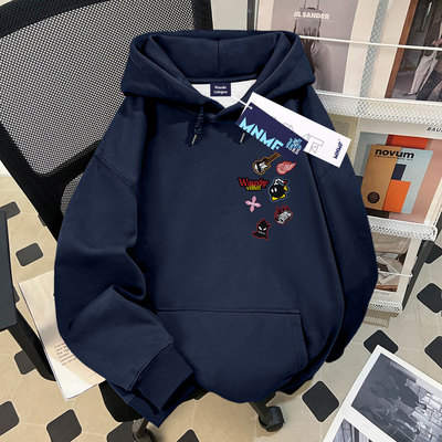 美式高街音乐涂鸦印花男童秋冬季2025新款连帽卫衣学生潮牌上衣服