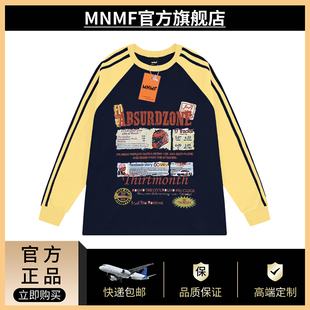 潮牌宽松复古上衣 个性 设计感图案印花秋冬季 男女款 三条杠插肩长袖