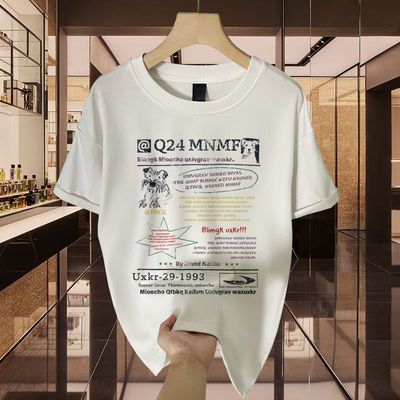 小众简约高级感字母印花夏季男女款宽松圆领短袖t恤潮牌上衣服ins