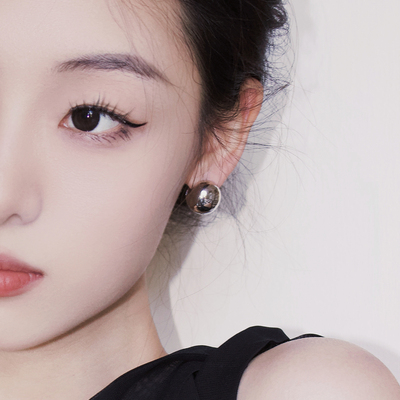 小众设计圆球925银针耳钉甜酷女