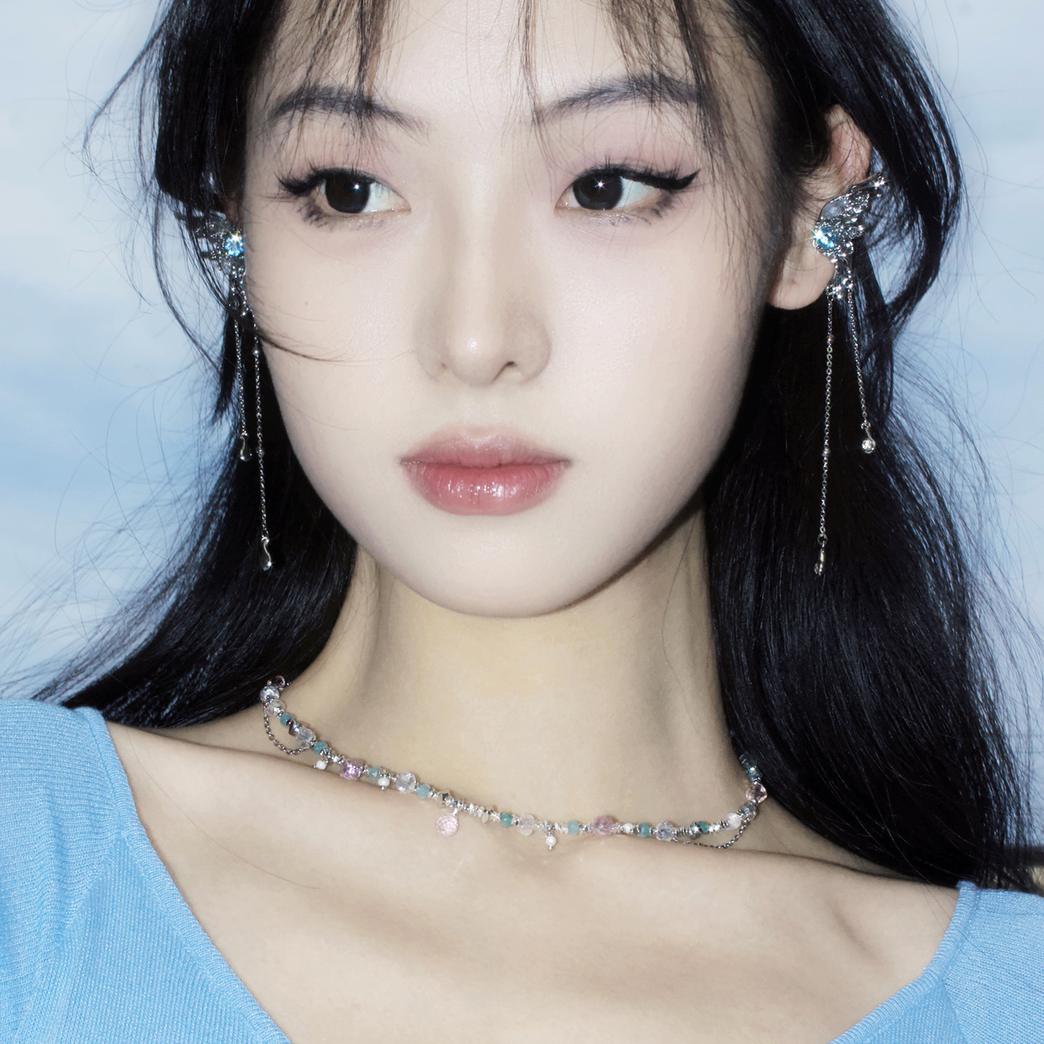 不对称手作翅膀造型耳夹无需耳洞