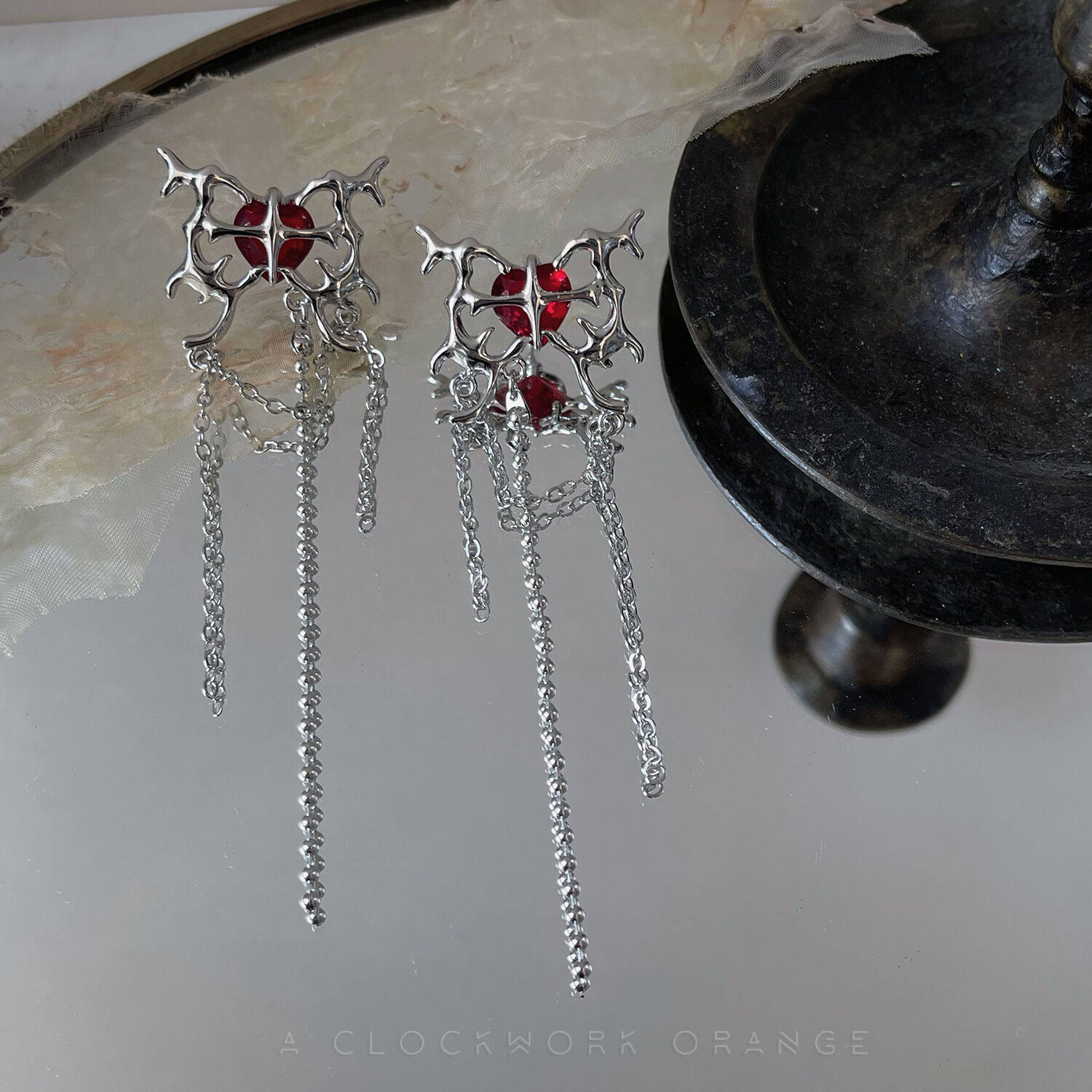 荆棘蝴蝶暗黑甜酷耳环项链小众女