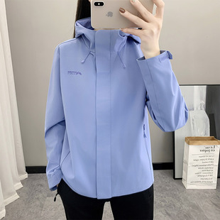 豹迹户外冲锋衣女式2026新款春秋防水防风连帽单层登山服运动外套