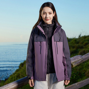 抗寒保暖羽绒内胆冲锋衣女式 三合一可拆卸防水户外运动登山外套潮