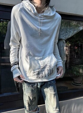 【现货】非Erd忧郁富二代17ss白宫殿破坏印花卫衣帽衫新款厚360