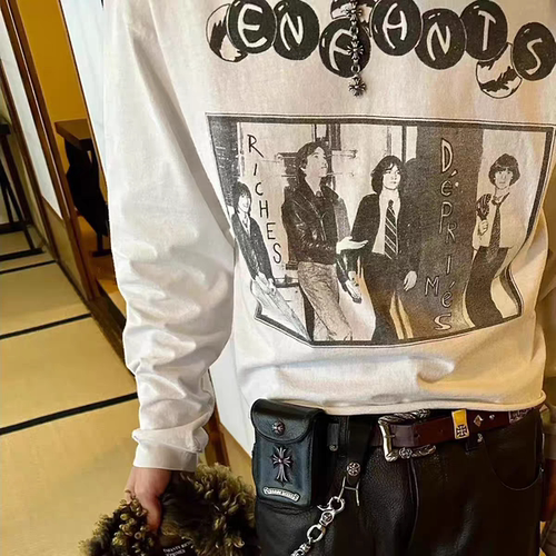 李圣俊同款自主ERD”我独自忧郁“人像摇滚乐队印花短宽长袖卫衣