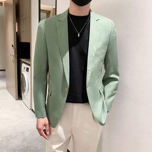 模特图男士休闲西装修身韩版西服单西外套F6804P165图片