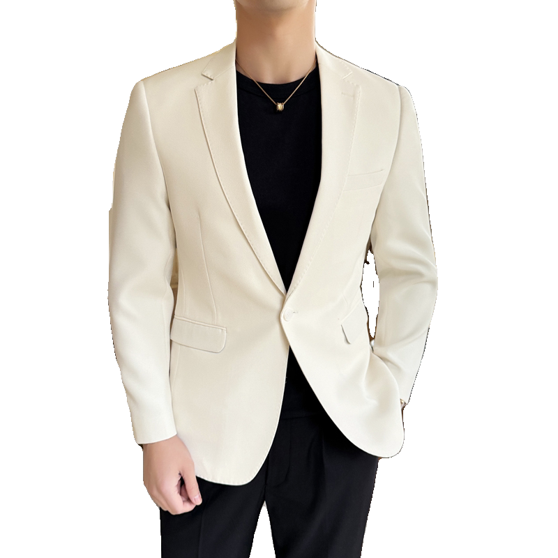模特图2024男士休闲西装修身西服纯色单西外套DX6943P175,男装西服,电商D216-1