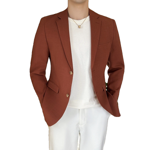 模特图2024男士休闲西装修身西服纯色单西外套DX6941P175图片