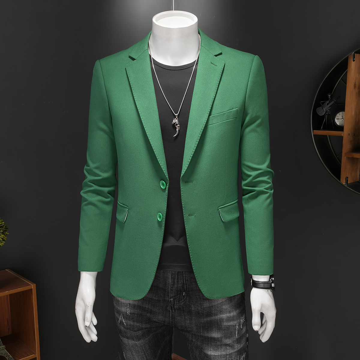 假模图男士休闲西装时尚修身西服单西外套上衣DX6998P165，男装西服，电商D216-1