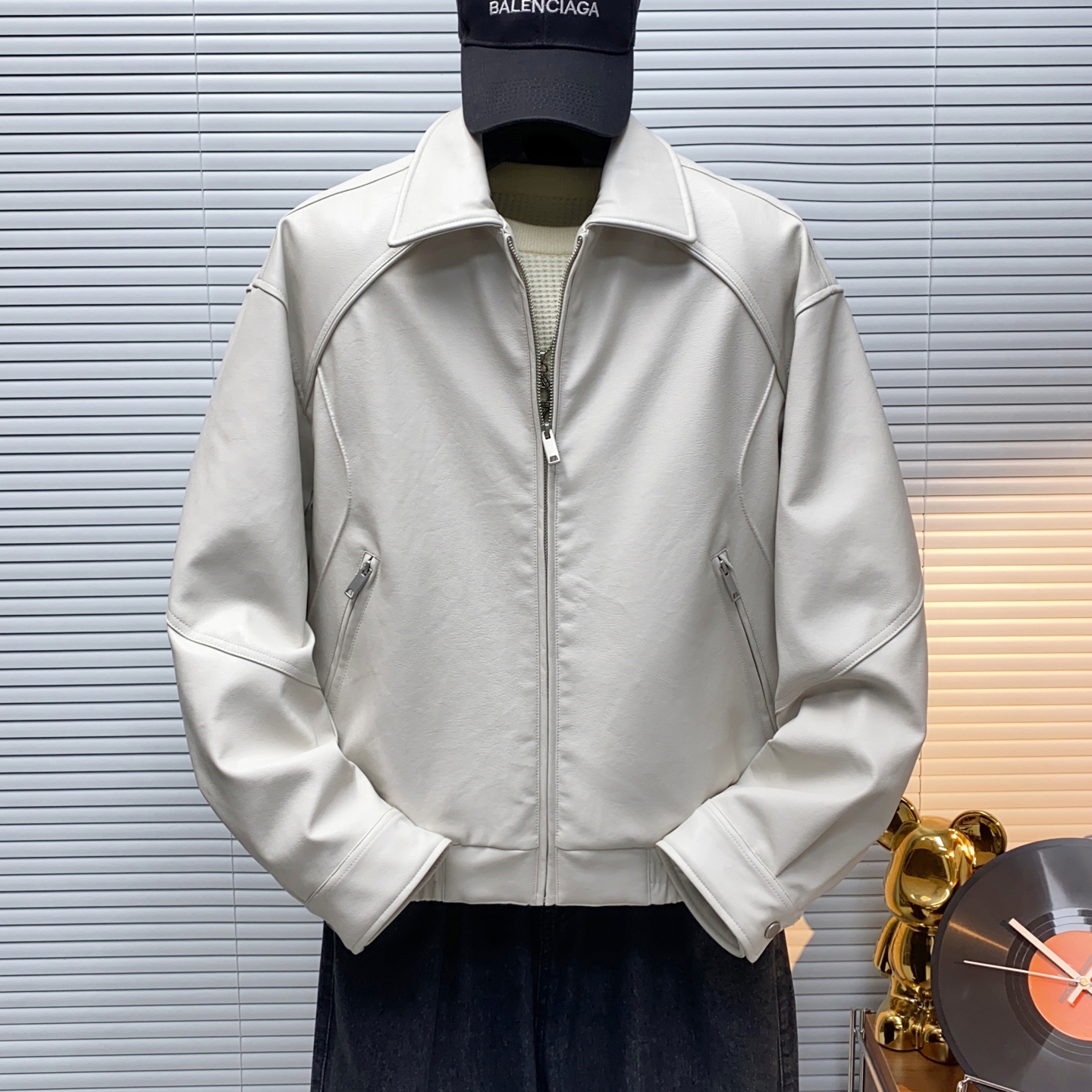 新标90白鸭绒原创设计男士短款宽松皮衣羽绒服75536P330，男装羽绒服，电商D216-1