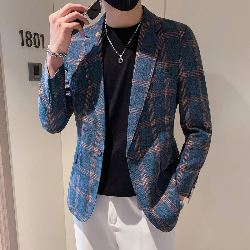模特图男士休闲西装修身韩版西服单西外套F6130P165,男装西服,电商D216-1