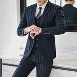 80%聚酯纤维18%粘纤2%氨纶2019-S-5XL男士西服套装三件套6104P280，男装西服套装，电商D216-1