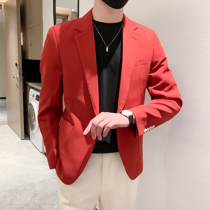 模特图男士休闲西装修身韩版西服单西外套F6816P165,男装西服,电商D216-1