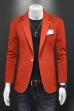 镂空图长期款男士休闲西装时尚修身西服单西外套DX6816P165，男装西服，电商D216-1