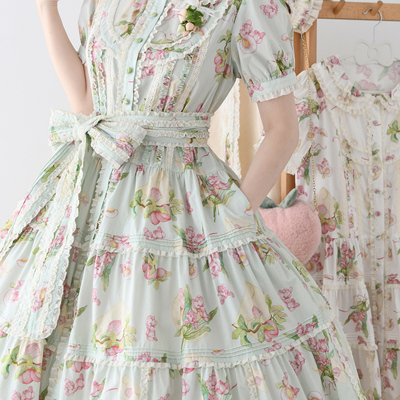 【尾款中】六月时光原创郁见桃园lolita宽松OP麻袋裙JSK