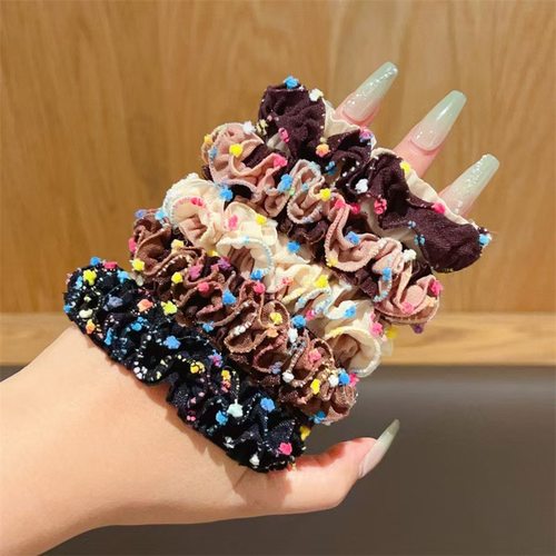 加粗花边头绳发圈韩国高级感扎发皮筋女2025新款高弹力高马尾头饰