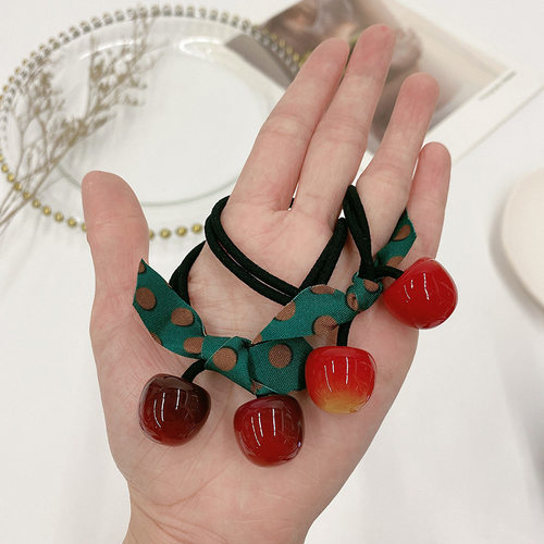 网红中号樱桃发圈女韩版高弹力发绳皮筋女森林系清新发饰头绳