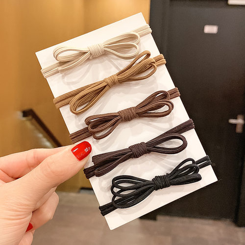 韩版奶茶色蝴蝶结发圈简约高弹力橡皮筋头绳女扎头发发绳发饰