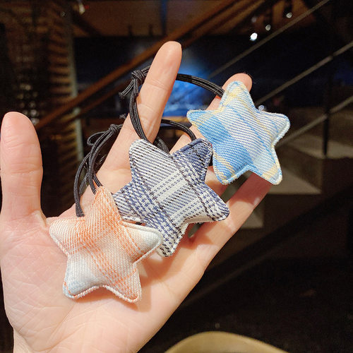 jk制服发圈发绳网红布艺格子小皮筋韩版简约百搭扎头发头绳女