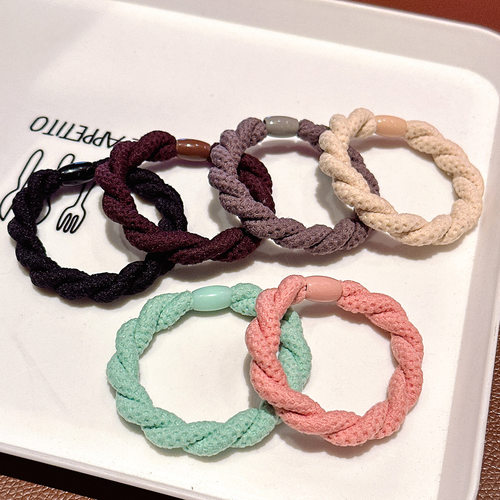 加粗高弹力麻花辫子皮筋成人头绳女黑色发绳发圈扎头发简约皮套