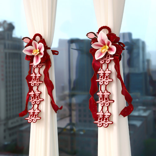 新房装饰婚房布置窗帘绑带