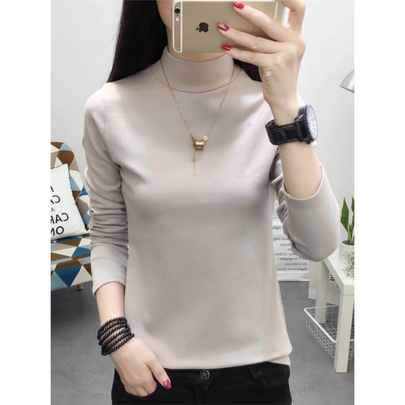 半高领纯棉打底衫女装春秋冬内搭显瘦2025美拉德穿搭中领长袖上衣,个性定制/设计服务/DIY,棉服工装,淘宝优惠券,粉丝福利购,淘宝优惠卷