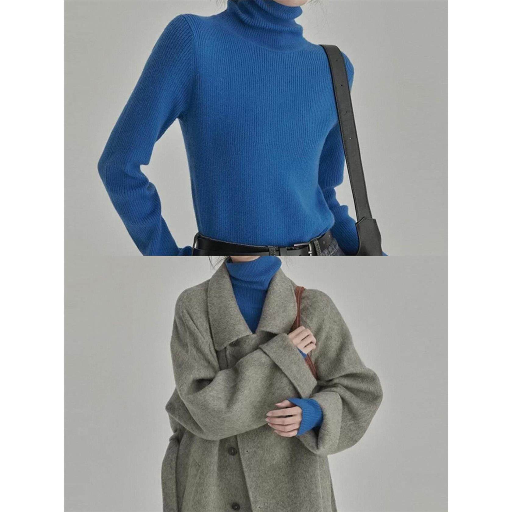 秋冬软糯针织衫打底衫女法式显白克莱因蓝色保暖基础高领修身上衣,个性定制/设计服务/DIY,棉服工装,淘宝优惠券,粉丝福利购,淘宝优惠卷