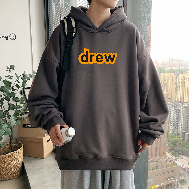21秋季新款港风DREW字母松大码OVERSIZE男女休闲连帽卫衣P35-控48,男装卫衣,星座508（原C305）
