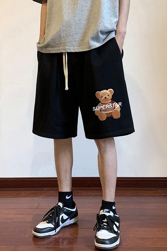 ！22夏季新款宽松大码港风小熊短裤卫裤DK1705-P35控49,男装牛仔裤,星座508（原C305）