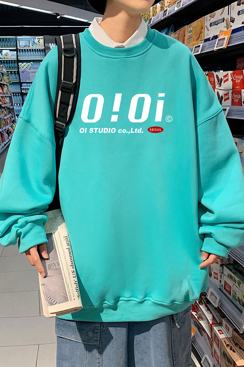 21秋季新款港风OI字母宽松大码OVERSIZE休闲男女圆领卫衣P30-控48,男装卫衣,星座508（原C305）