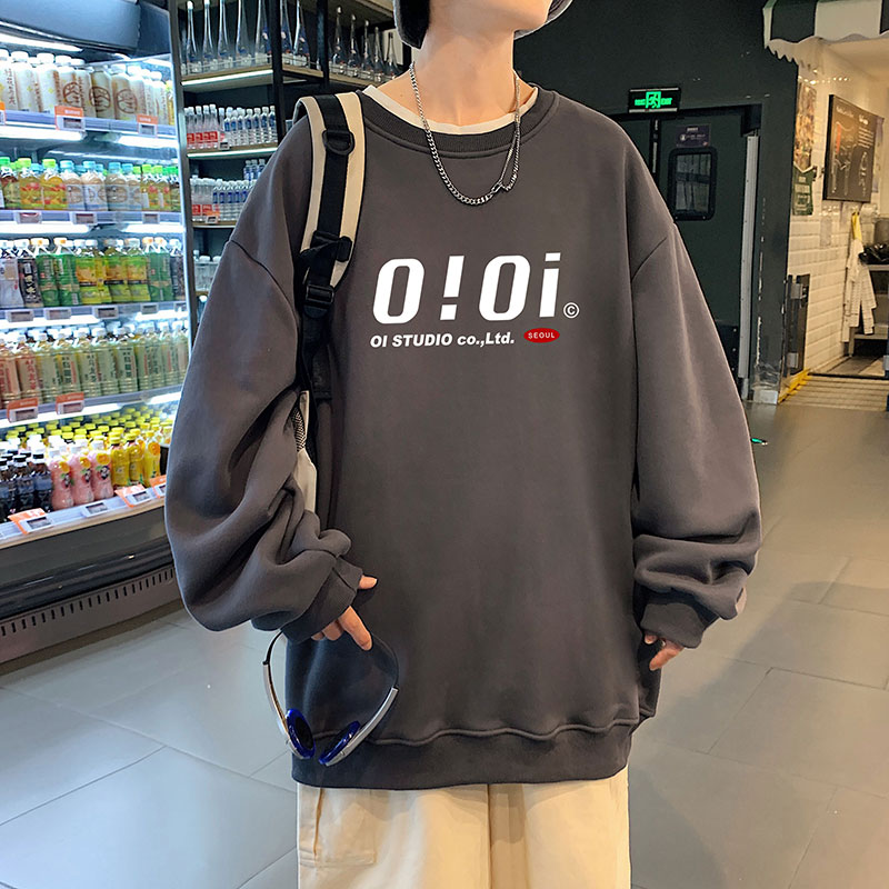 21秋季新款港风OI字母宽松大码OVERSIZE休闲男女圆领卫衣P30-控48,男装卫衣,星座508（原C305）