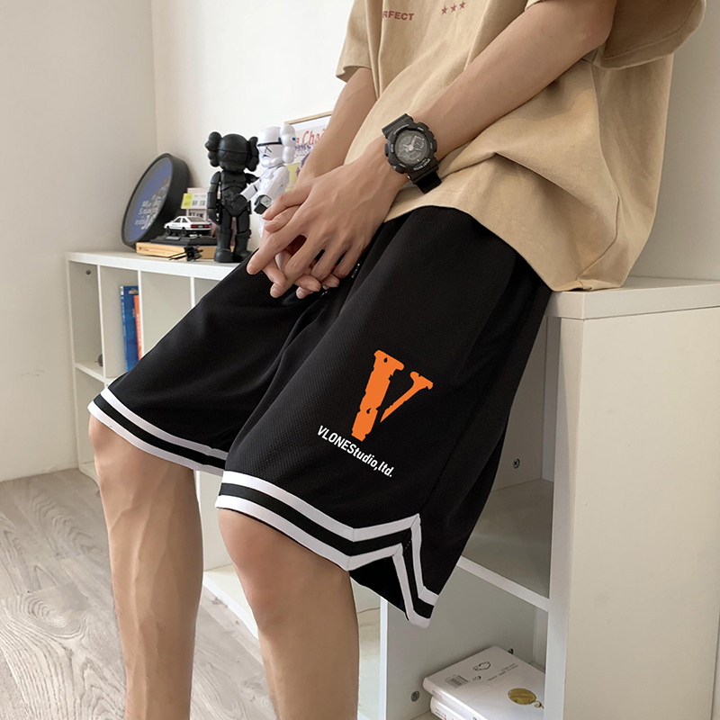 ！22夏季新款宽松大码港风橙v短裤篮球裤DK1912-P25控38,男装牛仔裤,星座508（原C305）