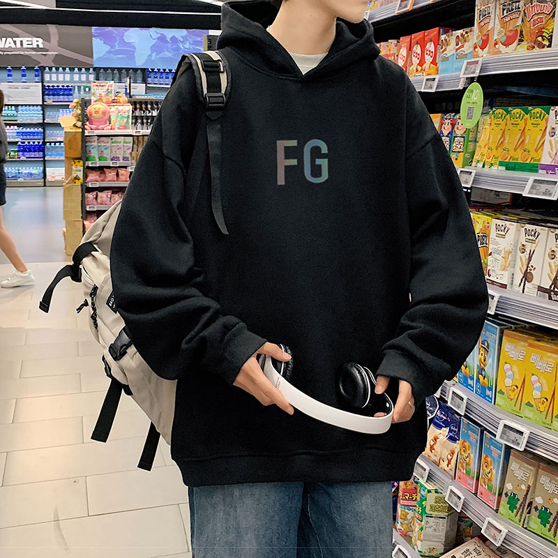 21秋季新款港风反光FG宽松大码OVERSIZE高街休闲连帽卫衣P35-控48,男装卫衣,星座508（原C305）