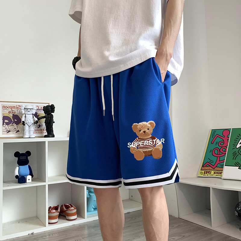 ！22夏季新款宽松大码港风小熊短裤篮球裤DK1905-P25控39,男装牛仔裤,星座508（原C305）