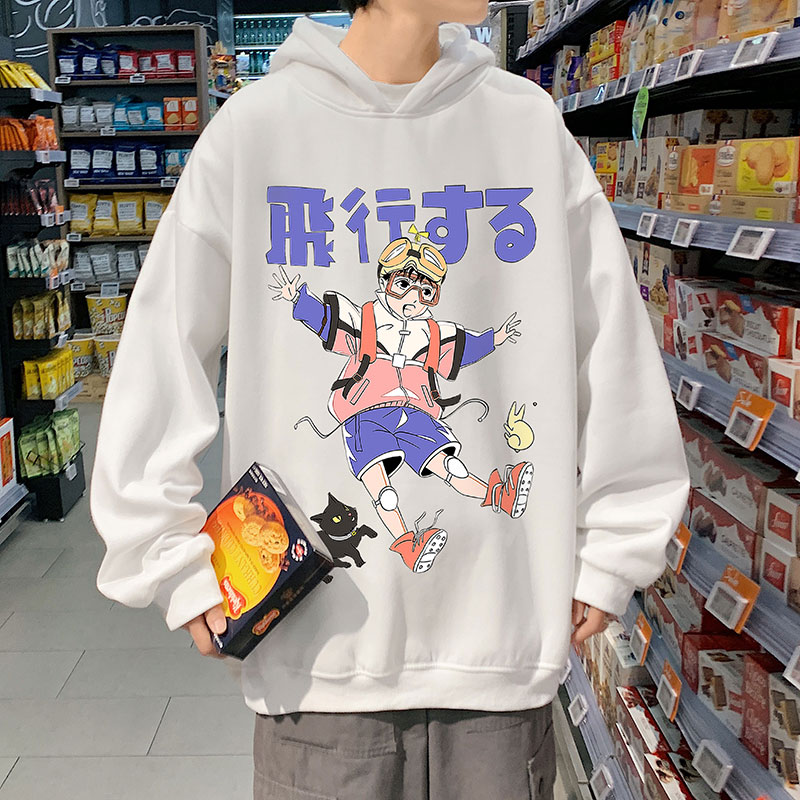 21秋季新款港风飞行漫画宽松大码OVERSIZE休闲连帽卫衣P40-控58,男装卫衣,星座508（原C305）