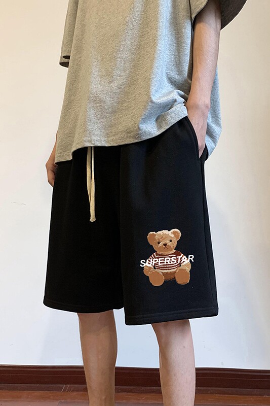 ！22夏季新款宽松大码港风小熊短裤卫裤DK1705-P35控49,男装牛仔裤,星座508（原C305）
