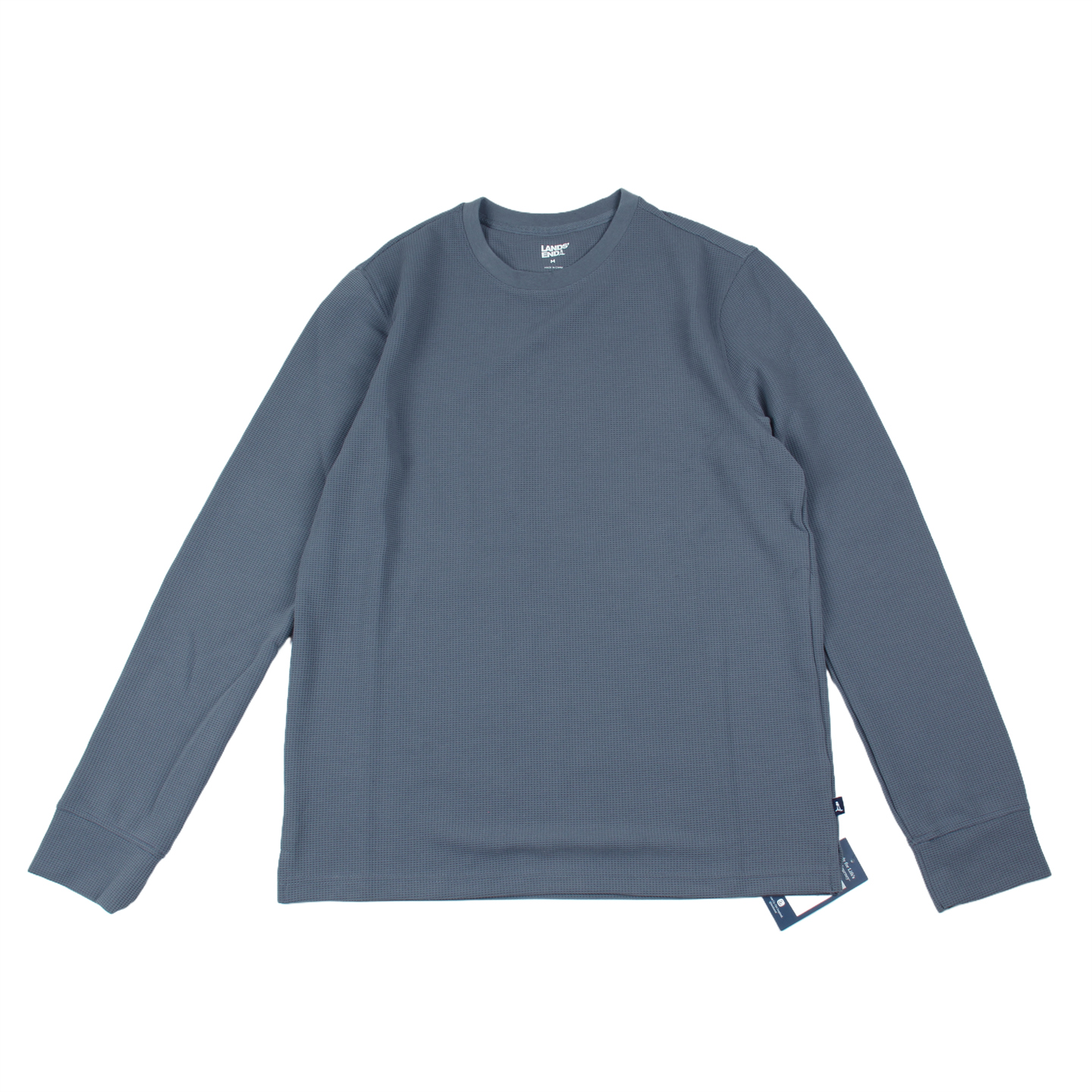 柔软华夫格透气圆领长袖t恤 外贸男宽松大码休闲运动打底衫上衣