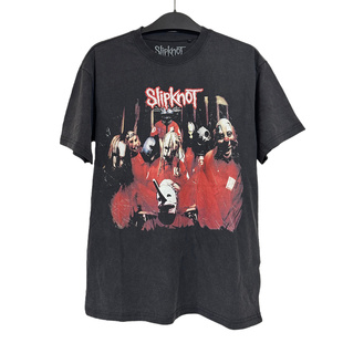 活结重金属摇滚乐队印花短袖 外贸男水洗做旧磨毛T恤vintage高街