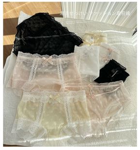 心间情诗 春款 新品 高弹力网纱蕾丝无痕中腰包臀甜美纯欲少女内裤