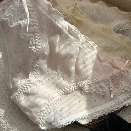 伍月冰淇淋·夏日吸汗透气提花纯棉蕾丝蝴蝶结甜美可爱内裤少女感