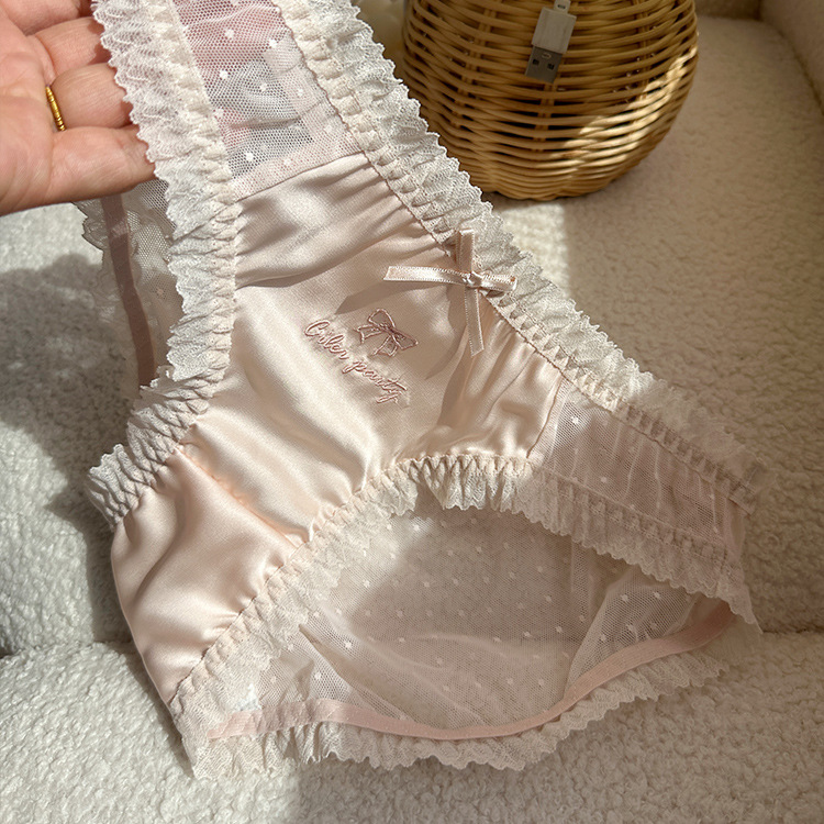 叠纸少女·设计师款春夏新品清凉透气波点网纱刺绣内裤甜美诱惑