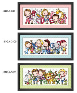 101可爱女孩卡通印花三幅 DMC绣线小小鱼十字绣套件 韩式 SODA G99