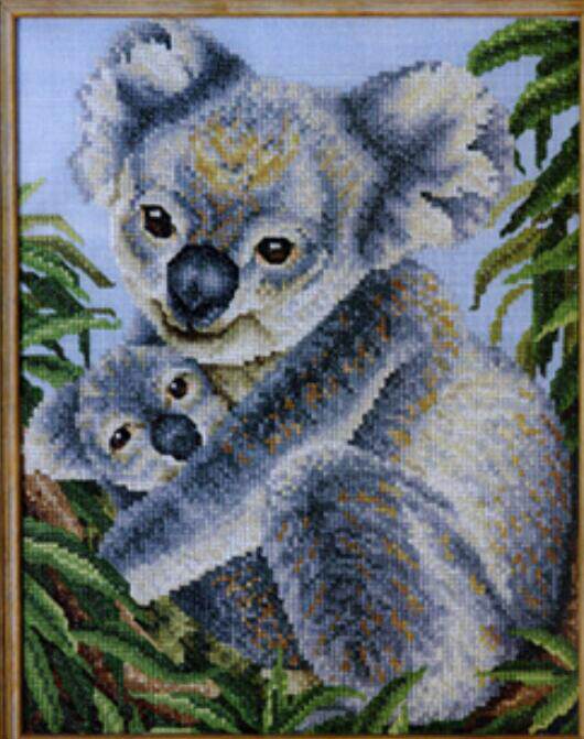 小小鱼十字绣套件col149-8【考拉母子】动物可爱客厅书房